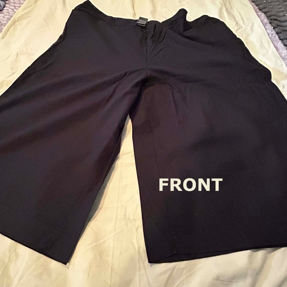 GAUCHOS, LINEN BLEND, BLACK, SIZE 24, VERY WIDE LEGS, ELASTIC WAIST, PREMIUM